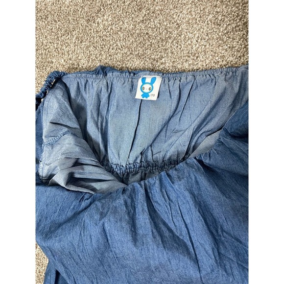 Demin Embroidered Elastic Waist and Straps Floral Indie Boho Dress Women's M/L - Picture 5 of 12